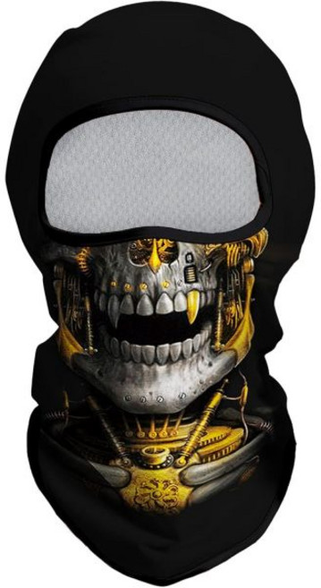 오바클 발라클라바 페이스 마스크 남성 경량 스키 사냥 사이클링 낚시용, Large, Skull Mechanical Grey-gold Fac, Skull Mechanical Grey-gold Fac