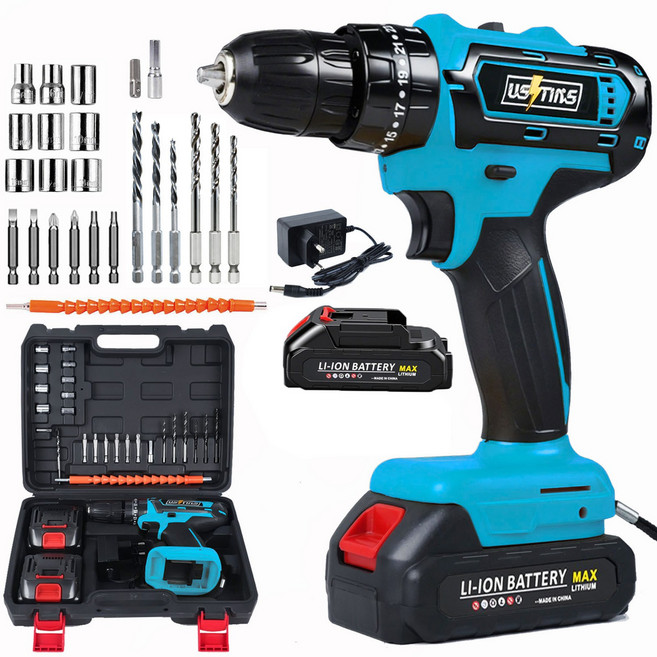 우스틴스 독일기술 가정용 20V 리튬이온 배터리 전동드릴 전동 드라이버 임팩트 전동드릴 세트, 본품+배터리 1개, 1세트
