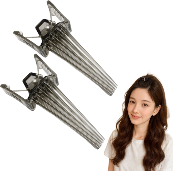 테일스타 앞머리 정수리 뿌리 볼륨 고정 집게 클립 헤어핀, 2개, 그레이