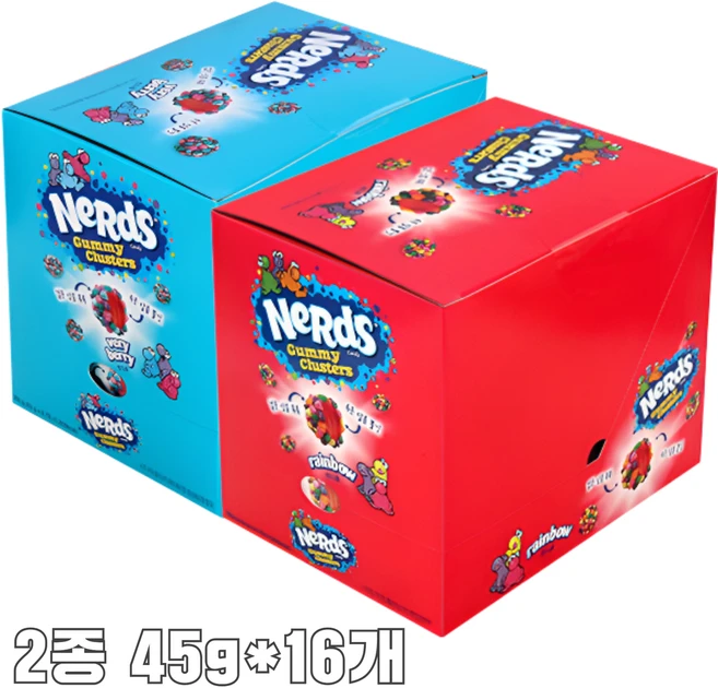 자연톡 2종구성 너즈 구미 클러스터 레인보우 + 베리베리 너즈캔디젤리, 16개, 45g - 쿠팡
