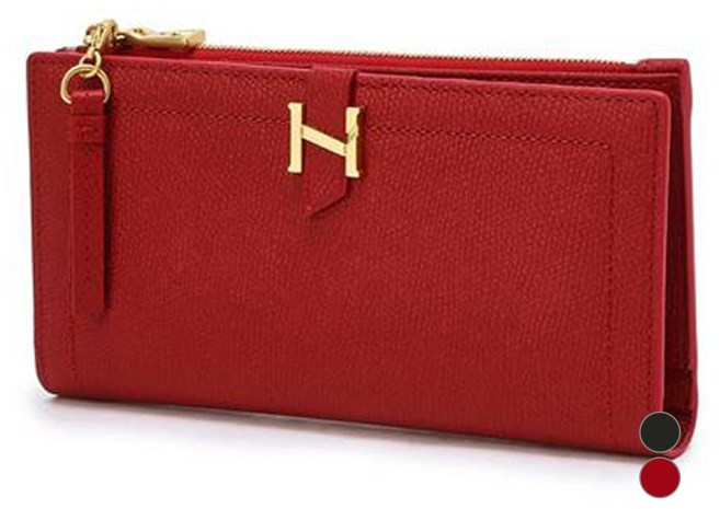 헤지스 여성용 아카이브H 장식 가죽 장지갑