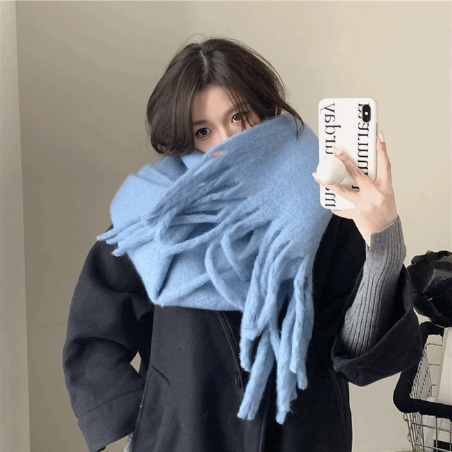 홀리제 헤비 솔리드 빅사이즈 울혼방 폭신 머플러