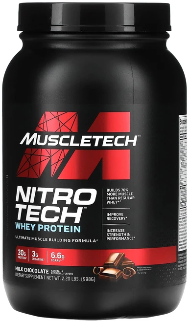 머슬테크 퍼포먼스 시리즈 Nitro Tech 분리 유청 밀크 초콜릿 998g(2.20lbs) - 쿠팡