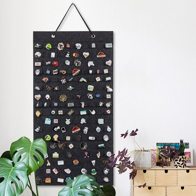 에이모노 뱃지플래그 핀 뱃지 보관 프레임, 펠트 사각 플래그 XL [차콜], 1개