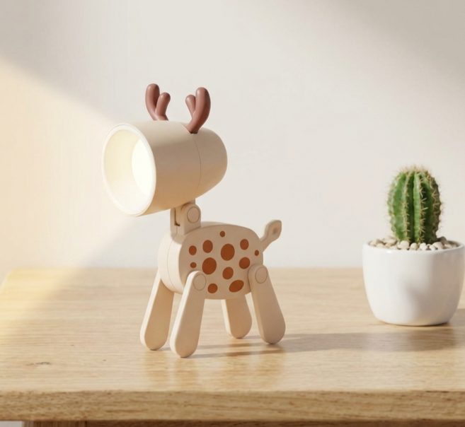 [블룸허브] LED 미니 조명 (건전지포함) 파스텔 점박이 사슴 감성 무드등 수면등 캠핑등 독서등 아이방 인테리어 수유등, 베이지