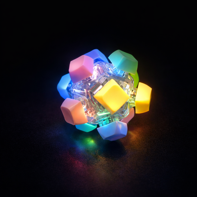 펫더월드 키보드 키캡 볼 360도 딸깍이, LED 불빛, 1개, 믹스