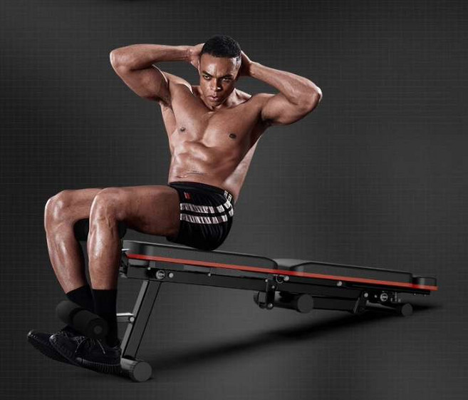 헬스벤치 접이식 벤치프레스 평벤치 기구 홈짐 홈트 운동기, 인클라인벤치 레드