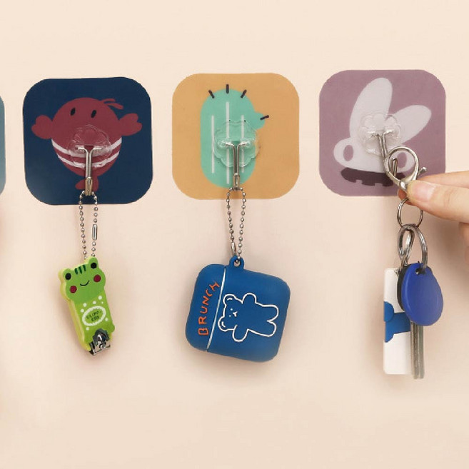 생활대가 캐릭터 접착식 후크걸이 욕실 벽걸이 다용도걸이, 20개, 랜덤디자인