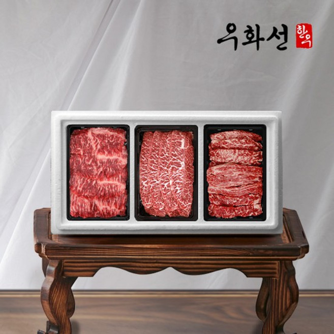[우화선한우]암소 숙성한우 1등급 로스세트 5호(업진살400g+부채살300g+갈비살300g/총1kg)), 없음, 1개