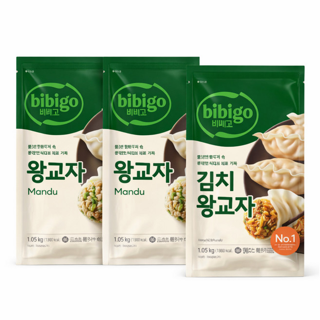 비비고 만두 대용량 왕교자 김치 왕교자, 1.05kg, 3개