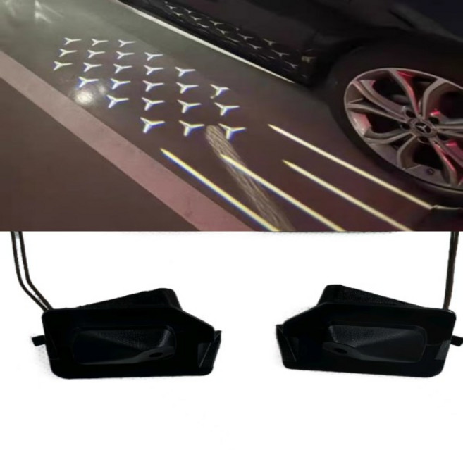 메르세데스-벤츠 C W205 E 클래스 W213 X253 W238 W222 W257 용 카펫 램프 AMG 라이트 엔젤 윙 용 환영 라, 01 2pcs
