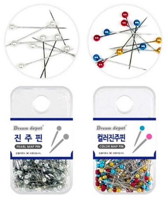 D 진주핀 컬러진주핀 침핀 시침핀, 칼라 진주핀