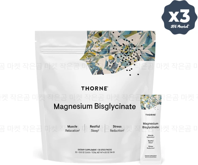 THORNE 쏜리서치 마그네슘 비스글리시네이트 30개입 x 3 - 쿠팡