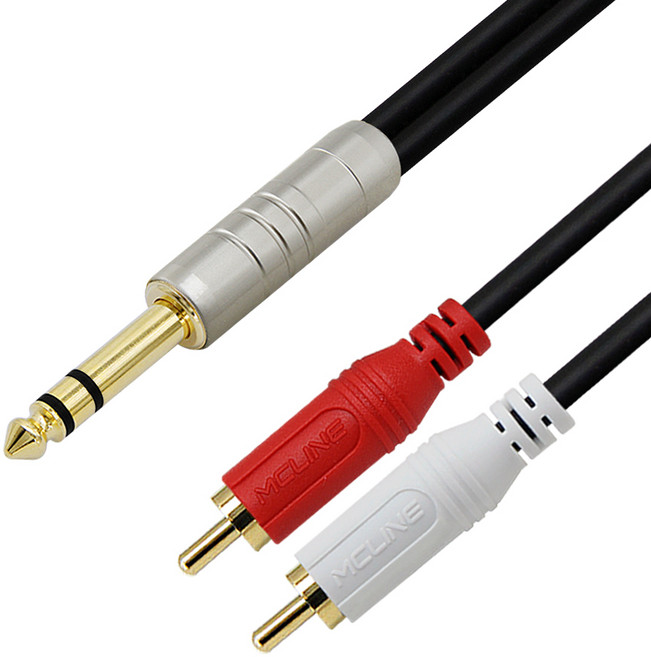 맥라인 스테레오 5.5 (6.3) TRS - 2RCA Y 케이블 믹서 앰프 스피커 오디오 연결선 McLine MC-PA07, 1.5m, 1개