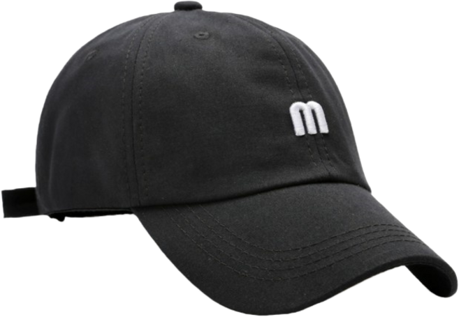 M字母刺繡棒球帽 鴨舌帽 老帽 遮陽帽, 黑色, 1個
