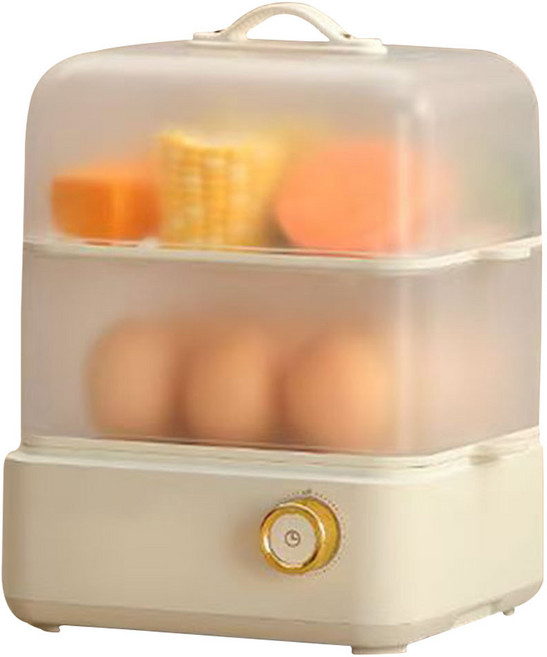 멀티 스팀 냄비 2단 대용량 가정용 호빵 달걀 삶는 기계, 흰색