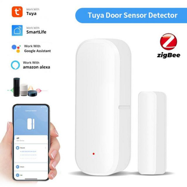 Tuya-ZigBee 스마트 도어 윈도우 열기/닫힘 감지기 센서 홈 보안 경보 시스템 지원 Tuya Smart Life App Control, 03 Zigbee Version
