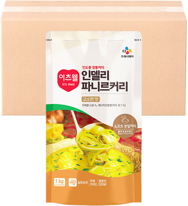 CJ 이츠웰 인델리 파니르커리, 1kg, 12개