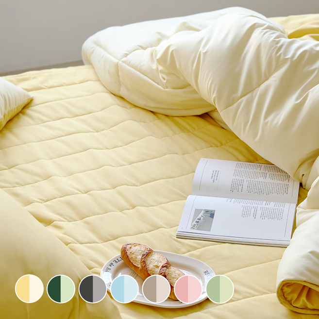 디오프 누빔 침대패드 고정밴드형, 크림버터