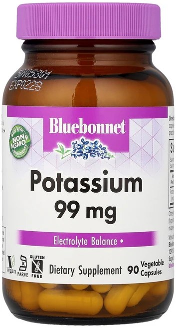 블루보넷 포타슘 99mg 글루텐 프리 비건 브이캡, 1개, 90정 - 쿠팡