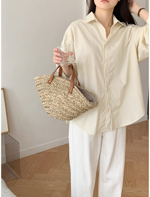 [55~88size] 여성 박시 카라 셔츠 긴팔남방 오피스룩 출근룩 캐주얼 빅사이즈