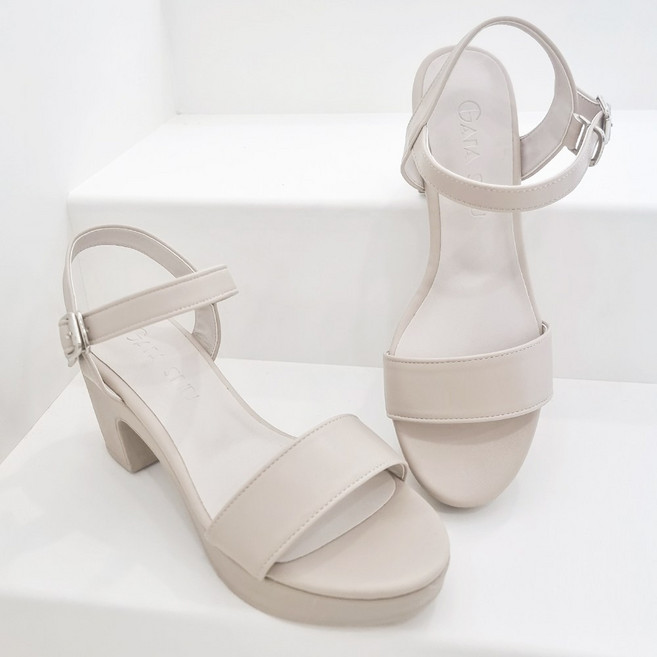 국내생산 여성용 발편한 쿠션 가보시 키높이 펌프스 힐 여름 통굽 샌들 7cm 여성구두