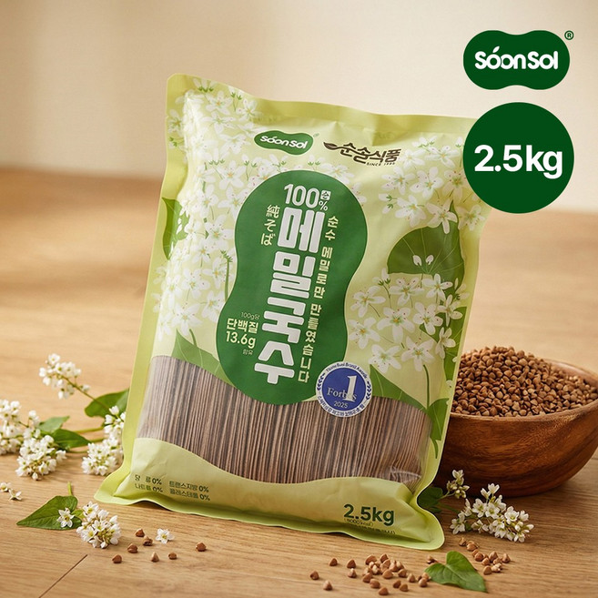 순솔 대용량 무설탕 100% 메밀국수, 1개, 2.5kg