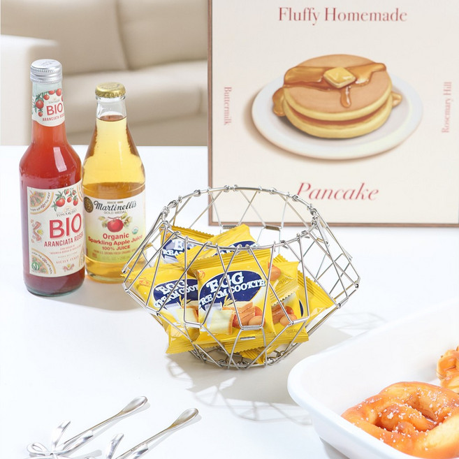 크린리빙 스텐 와이어 바스켓 소품 과일바구니, 1개, 실버