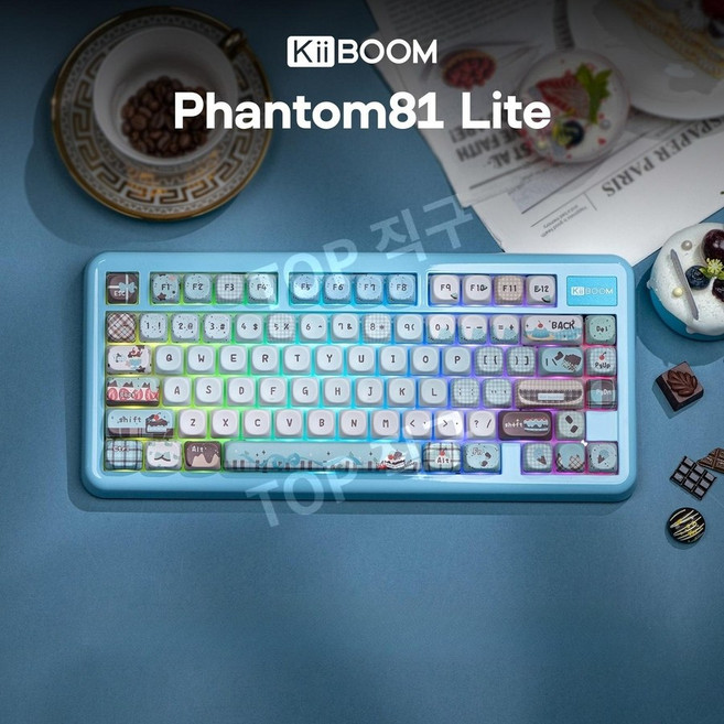 키붐 팬텀 81라이트 3 모드 기계식 키보드, 민트 초콜릿-PBT-MOA