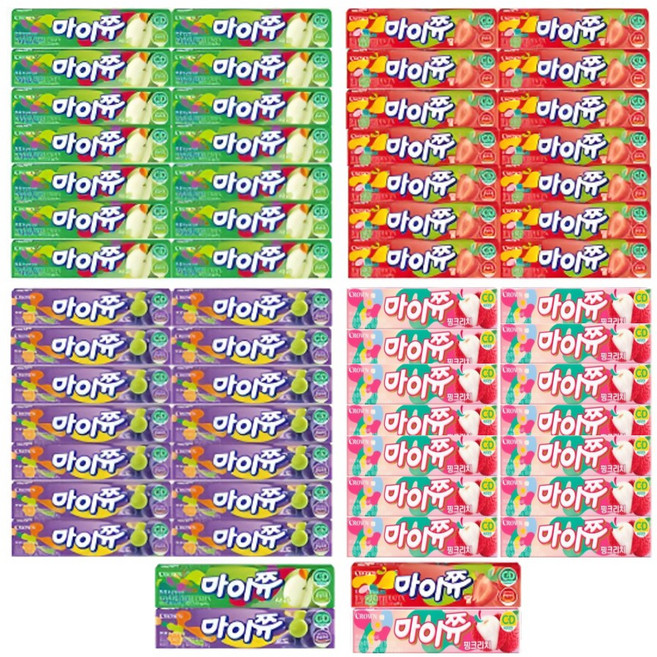마이쮸 44g 4종세트(핑크리치+포도+딸기+사과) 각 15개씩 총60개, 1세트