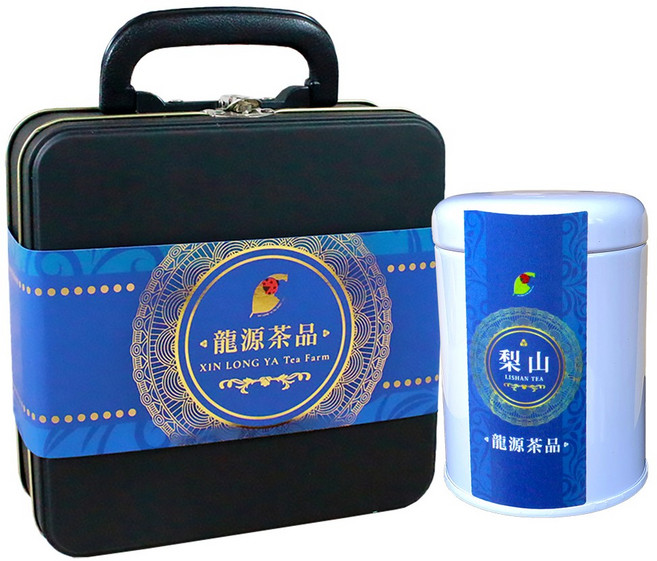 龍源茶品 梨山國際典藏手提鐵禮盒 高山烏龍茶葉禮盒 送禮推薦 梨山高冷茶葉, 2個, 茶葉30g, 藍色腰封