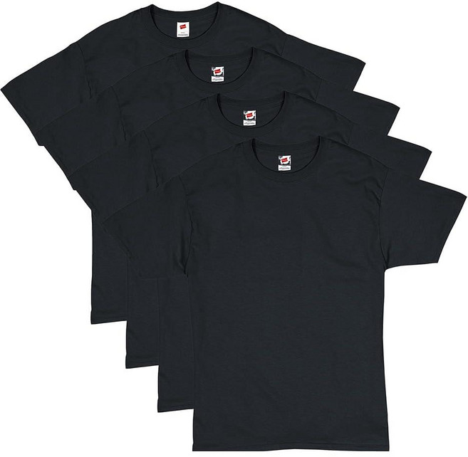 Hanes 남성용 컴포트소프트 에센셜 반소매 티셔츠 4개 팩 블랙 L 121366 3528027073