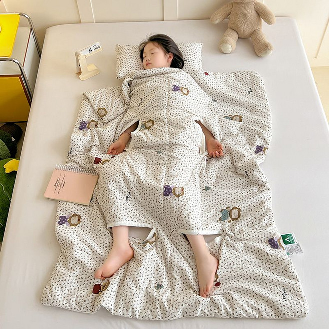 兒童夏季防踢被 寶寶護肚夏涼被 卡通空調被 薄被子褥, 1個, 獅子唱片100*120cm夾棉防踢被（0-2歲）