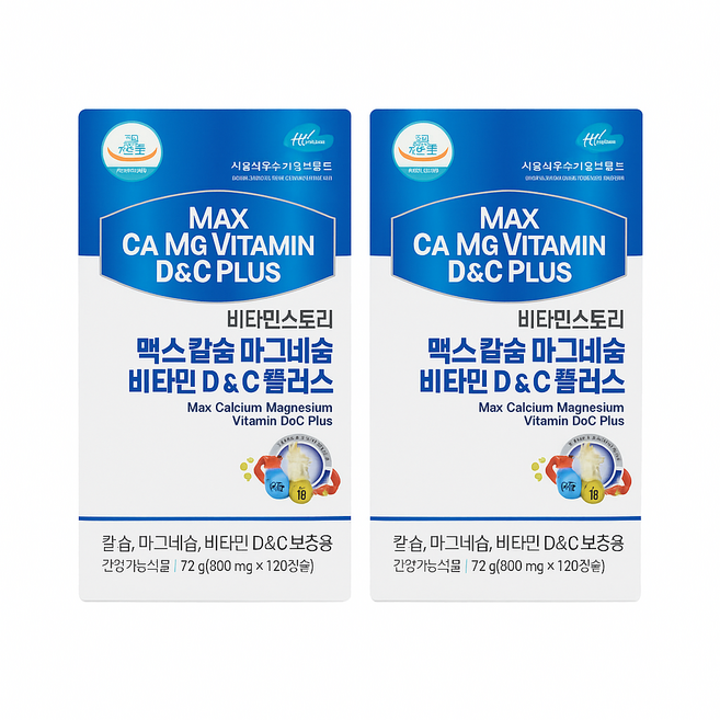 비타민스토리 맥스 칼슘마그네슘 비타민D&C 플러스 600mg, 120정, 2개