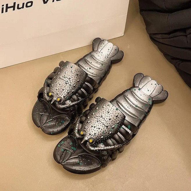 재미있는 랍스터 슬리퍼 실내용 논슬립 욕실 탈취 커플 밑창 외출용, 2. black, B. 34-35