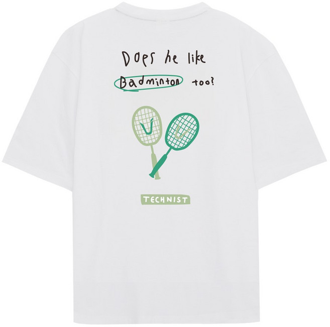 테크니스트 TNT6541 남녀공용 배드민턴 korea 반팔티셔츠 오버핏 코튼라이크 티셔츠 남자 여자 스포츠 의류 technist badminton 용산스포츠 용스