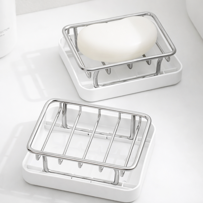 모아빛 물빠짐 스테인리스 비누 받침대, 실버, 1개