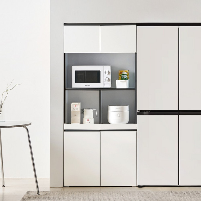 퍼니하우스 오브제 800 전자레인지선반 냉장고 수납장 밥솥 수납장 렌지대, 화이트블랙