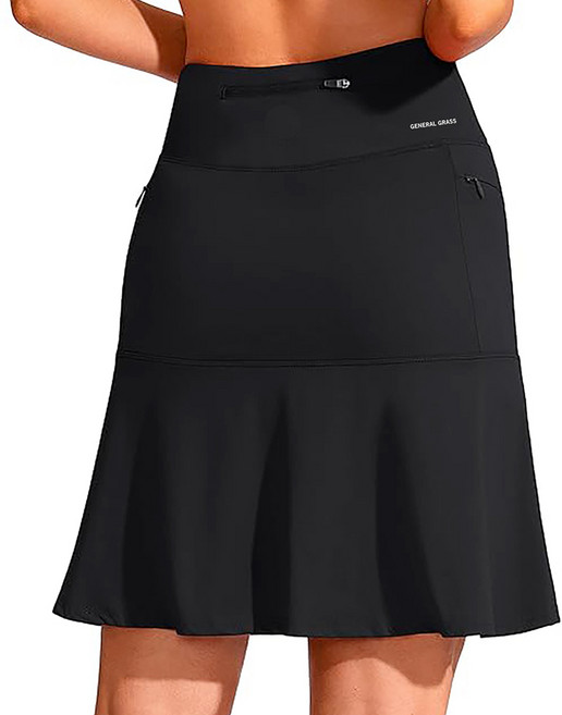 여성 하이웨스트 무릎기장 3지퍼포켓 뒷셔링 골프스커트 Tennis 스커트 이너포켓팬츠 4XL빅사이즈까지 GF0177