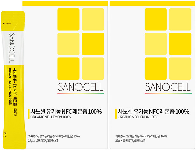 사노셀 유기농 NFC 레몬즙 스페인 Murcia 레몬 100%, 2개, 375g