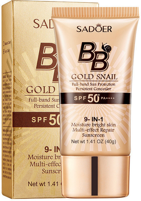 SADOER 黃金蝸牛BB霜 SPF50 PA++++ 遮瑕隔離, 防晒BB霜SPF50+PA+++01#自然色40, 1個