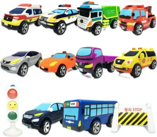 말랑 소프트 리얼자동차 12종 교통놀이 세트, 1세트