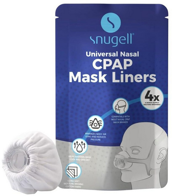 Snugell 범용 CPAP 비강 마스크 라이너 (4팩) - 화이트 N20 및 대부분의 마스크와 호환되는 매우 부드러운 원단 재사용 세탁 가능한 쿠션 커버 6개월 분량 피부 자, White