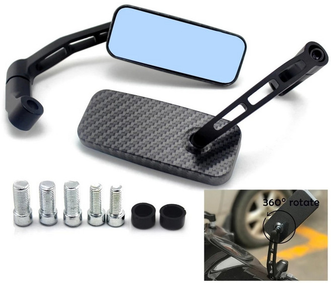 데일리쇼핑 오토바이 바이크 사이드미러교체 백미러 부품 할리미러, 1세트, 카본