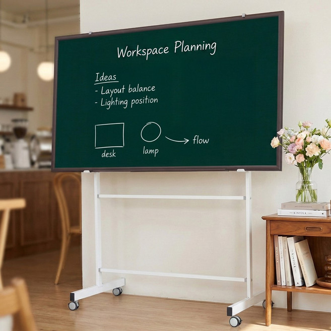 (주) 토탈하얀칠판 물백묵 자석보드+스탠드세트 (월넛우드), 월넛우드