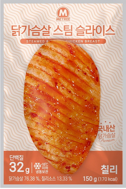 미트리 닭가슴살 스팀 슬라이스 칠리, 150g, 8개