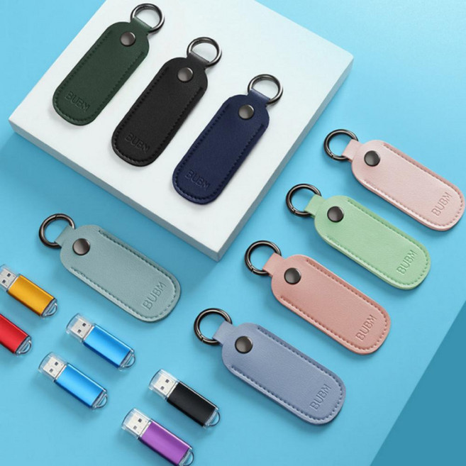 USB 저장장치 전용 수납 휴대용 가죽 미니 파우치 키링 케이스 메모리카드 은행 OTP 보안카드, 민트, 1개