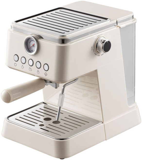 意式咖啡機家用Espresso Machine小型半自動20Bar咖啡機奶泡外貿, 1個, 18機械壓力錶款白:國內可用110V