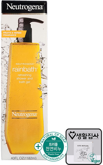 뉴트로지나 레인바스 리후레싱 샤워젤 + 천연비누 코스트코, 1개, 1.182L