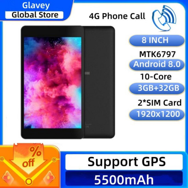 2026년 신제품 8인치 4G 전화 통화 가능 안드로이드 8.0 태블릿 3GB RAM MTK6797 10코어 1920x1200 픽셀 GP, [01] black, [04] as show